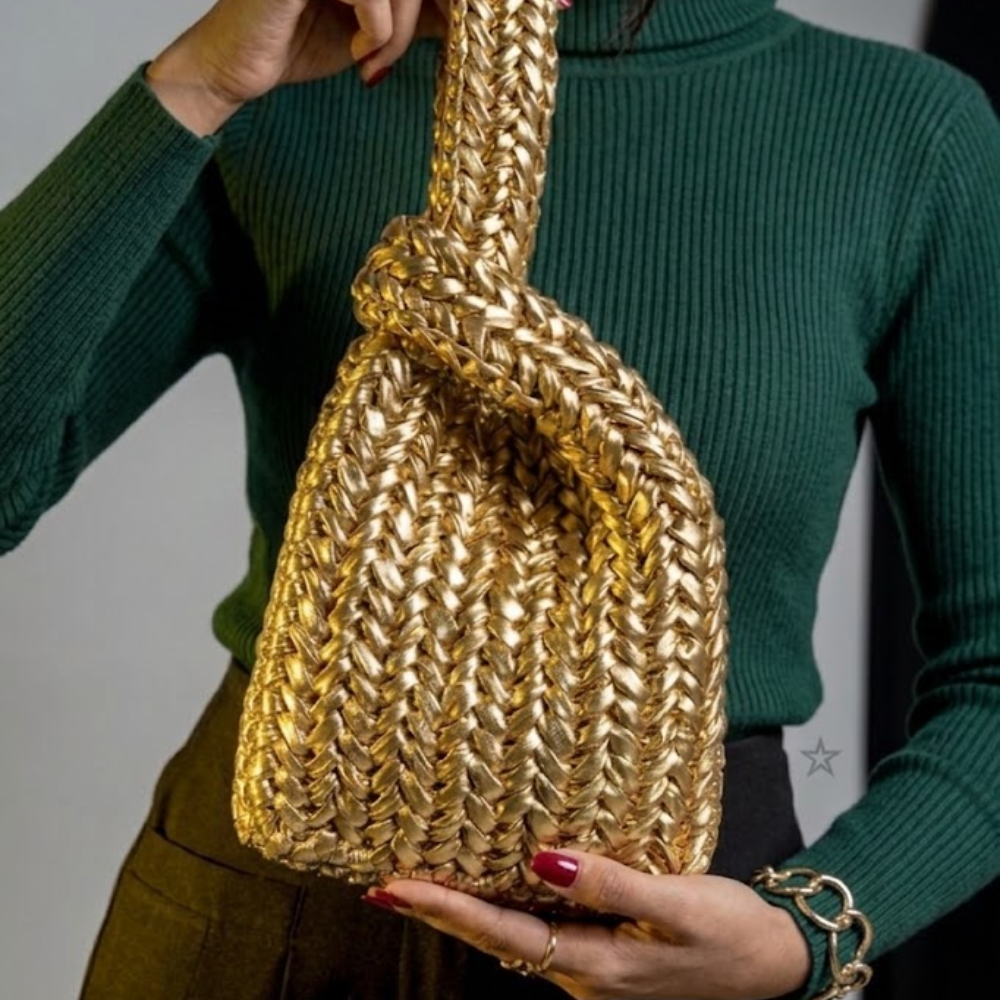 Golden Twist Wrist Bag