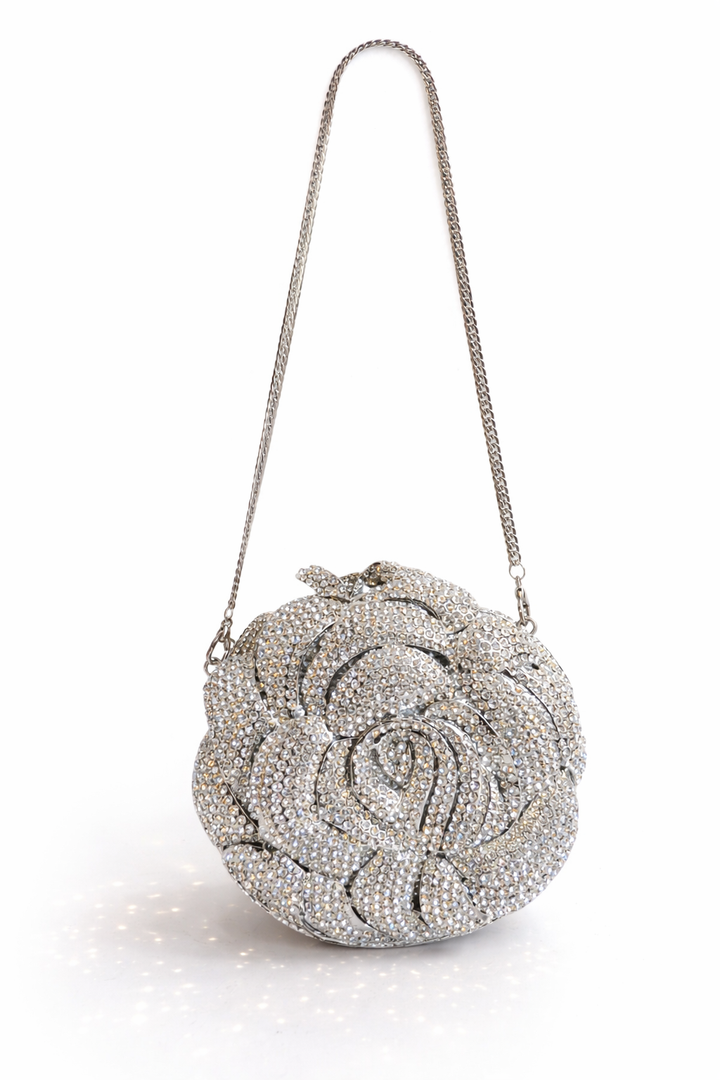 The Silver Rose Petal Clutch